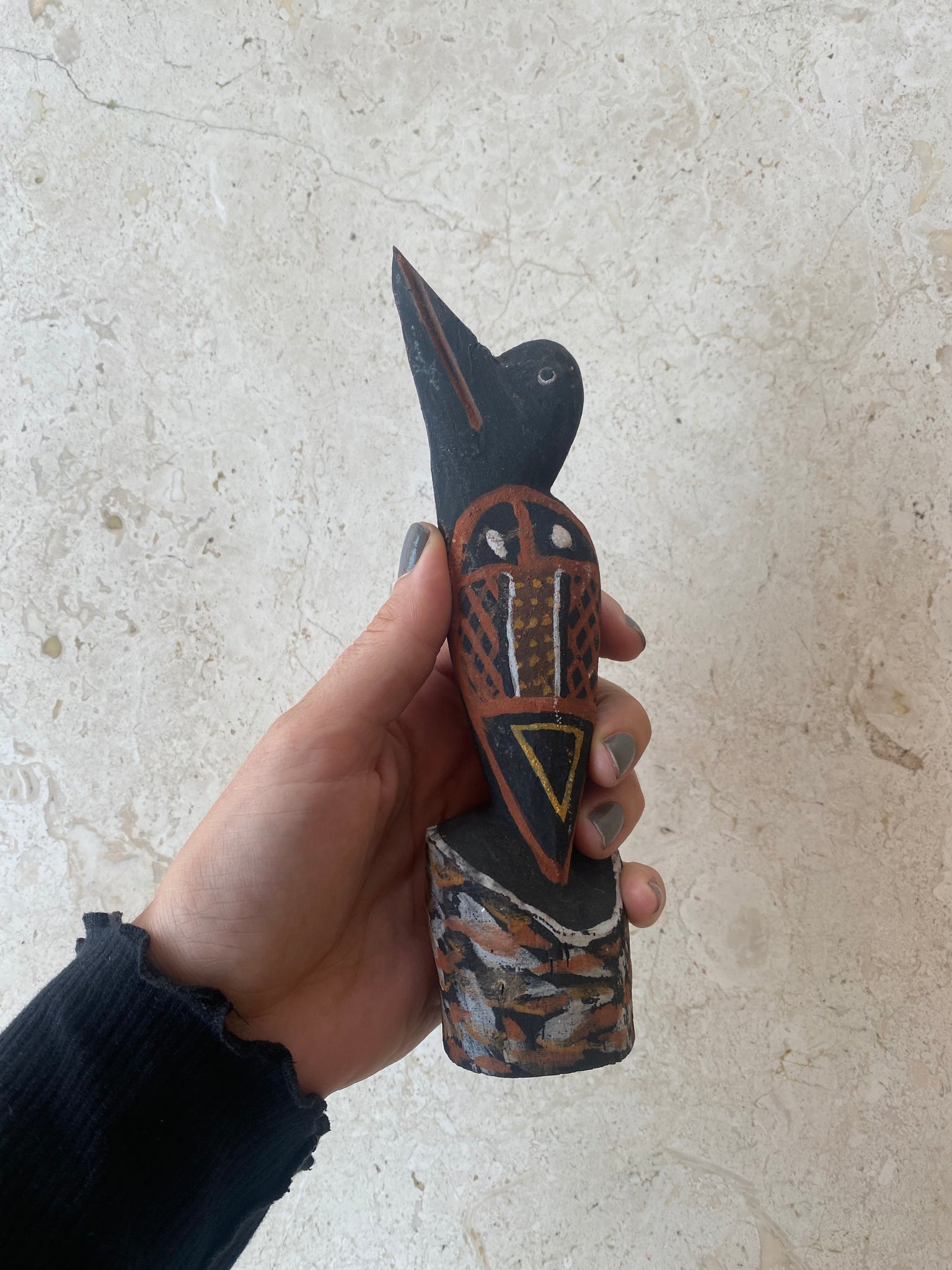 Hand-Painted Bird Carving
